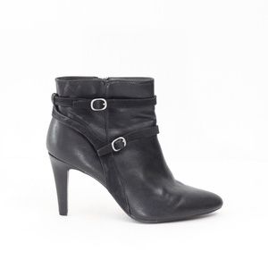 Rialto Black Boots Women Stiletto Bootie sz 9 Faux Leather Caleigh